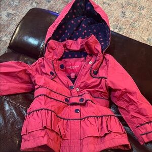 London Fog Kids Fuchsia Ruffled Raincoat